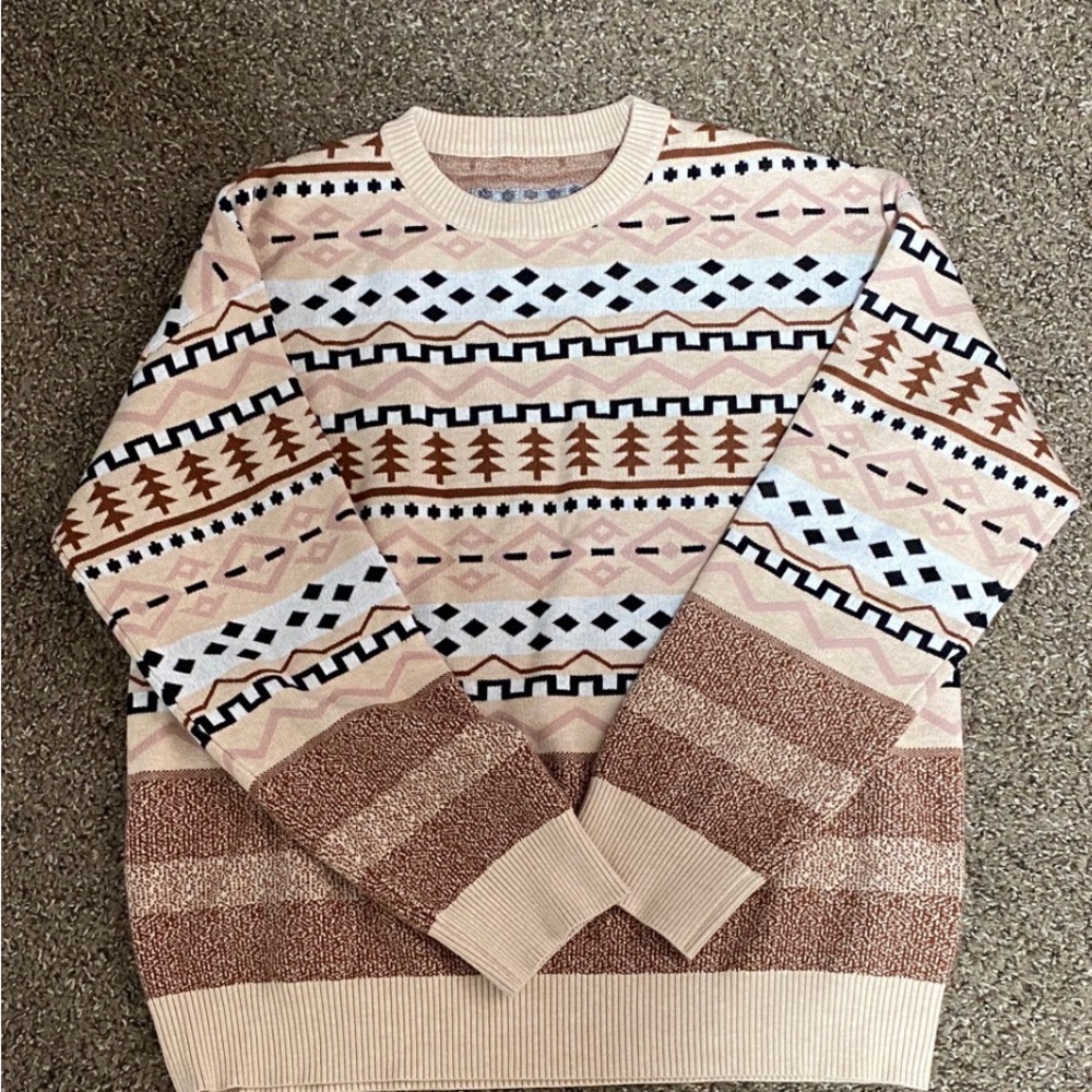 Patterned Beige and Brown Sweater